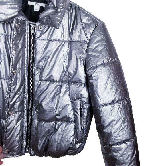 bar III Silver Metallic Puffer Jacket - Small - Picture 9 of 15